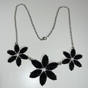Black Flower Statement Necklace